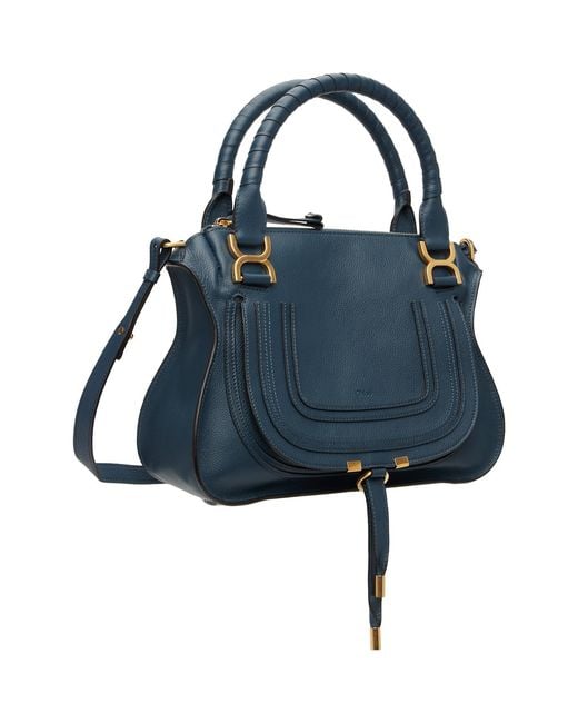 Chloé Blue Grained Leather Marcie Bag