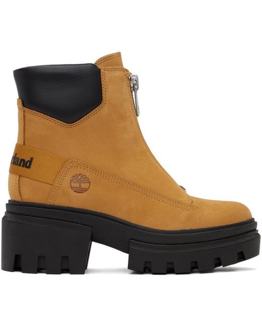 Timberland Tan Everleigh Front-zip Boots in Black | Lyst