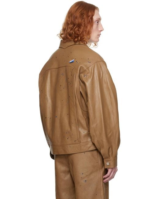 Adererror Brown Tan Nord Leather Jacket for men