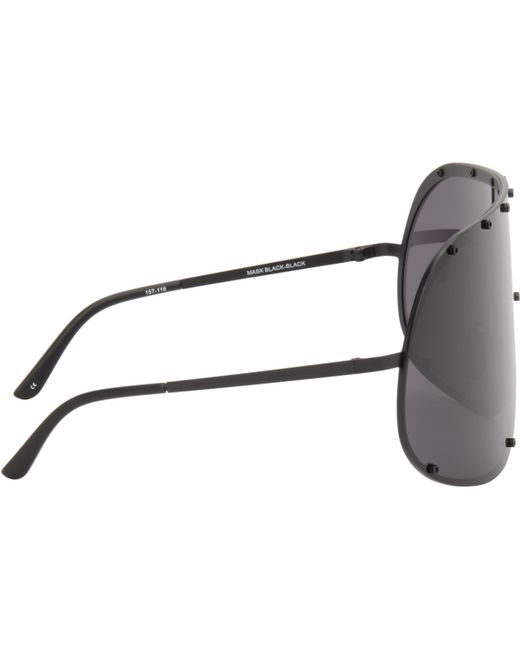 メンズ Rick Owens ブラック Hollywood Shield サングラス Gray