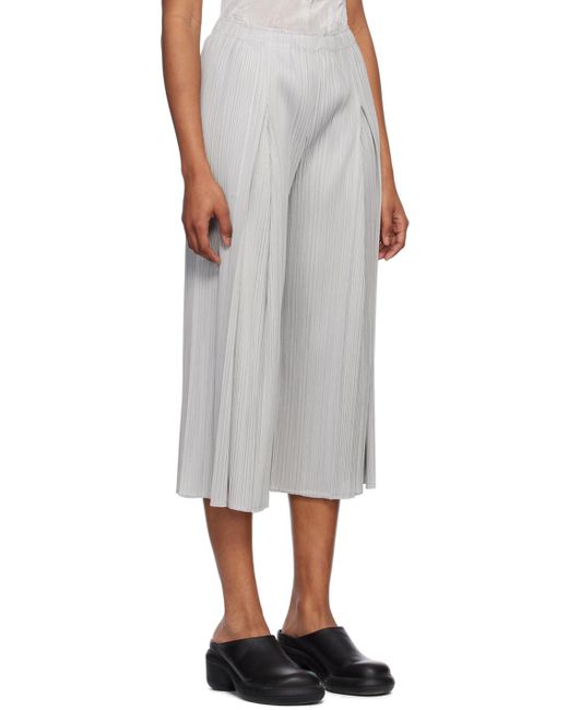 Pleats Please Issey Miyake White Gray Monthly Colors April Trousers
