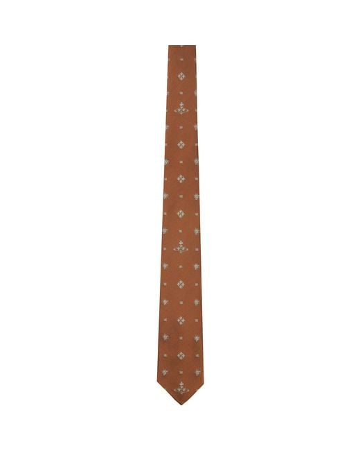 Vivienne Westwood Brown Tan 7Cm Silk Tie for men