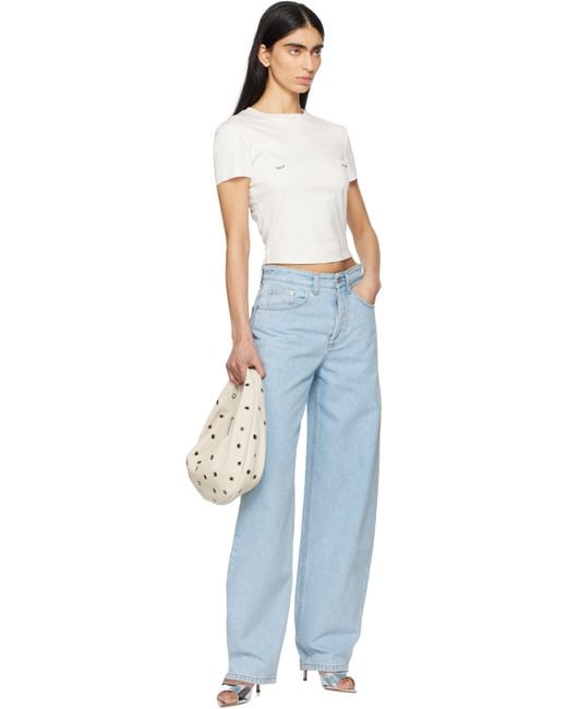 Mugler Blue Laced-Up Wide-Leg Jeans