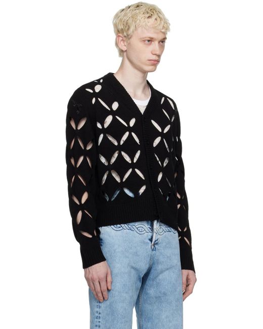 STEFAN COOKE Laurel Slash Cardigan in Black for Men | Lyst Australia