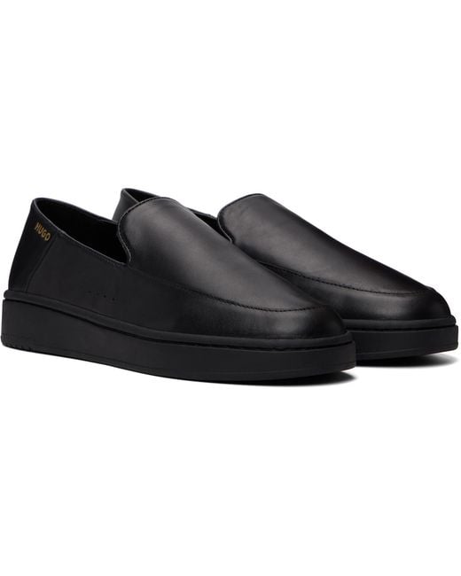 HUGO Black Logo Stamp Loafers for men