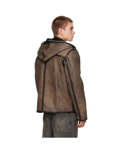 Our Legacy Brown Leather Full Zip Jacket for men
