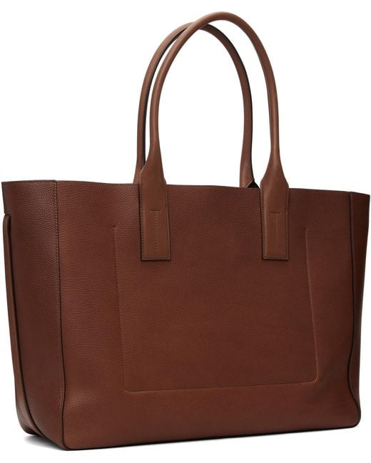 Tom Ford Brown Grain Leather T-Line East-West Tote for men