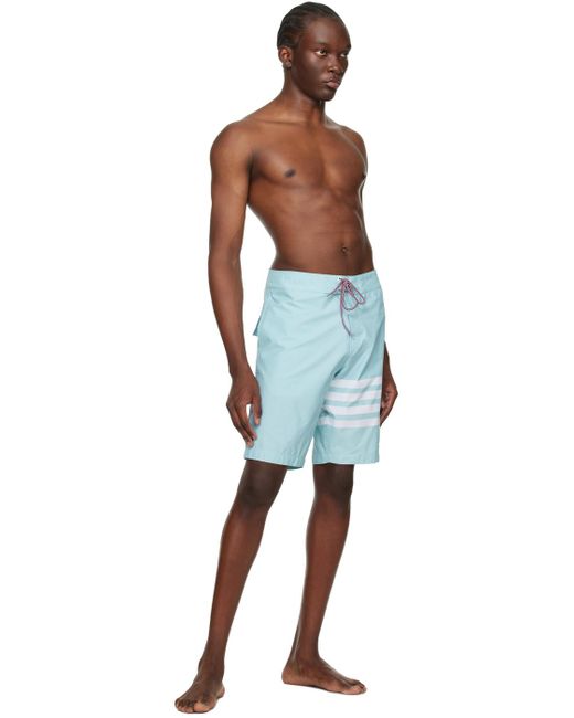 Thom Browne Blue 4-bar Swim Shorts for men