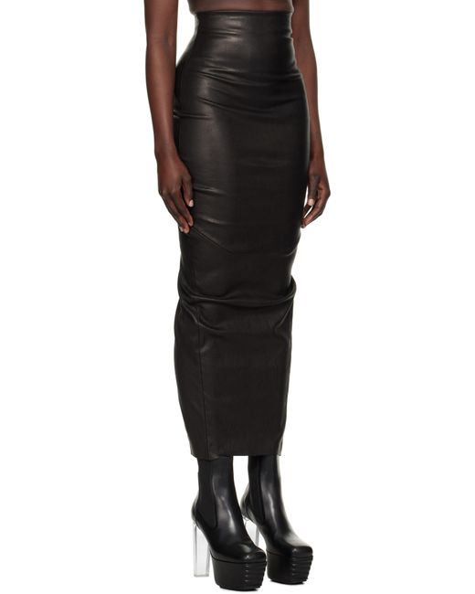 Rick Owens ブラック Hollywood Dirt Pillar レザー マキシスカート Black