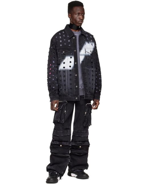 we11done Black Logo Denim Jacket for men