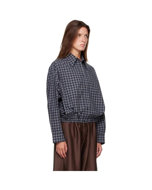 Cordera Blue Checked Bomber Shirt