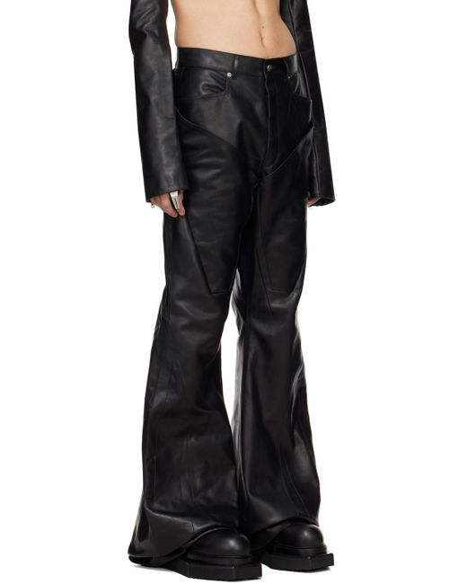 Rick Owens Black Slivered Leather Pants for men