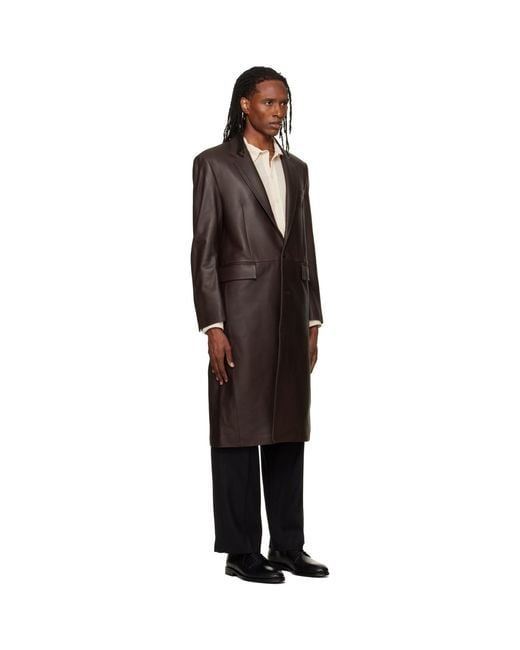 TONYWACK Black Lambskin Leather Single Coat for men