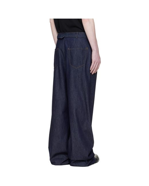 Dries Van Noten Blue Pleated Jeans for men