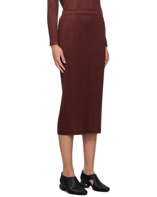 Pleats Please Issey Miyake Red Burgundy Monthly Colors October Maxi Skirt