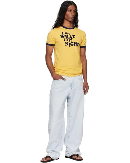 ERL 'I Did What Last Night' Ringer T-Shirt in Orange for Men