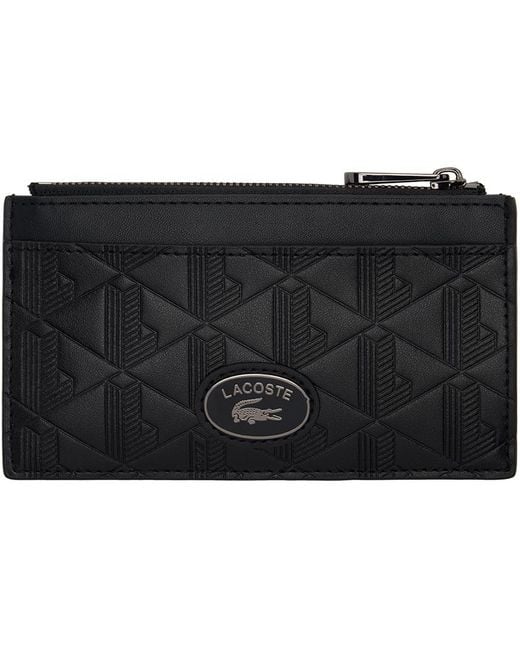 Lacoste Black Monogramme Zipped Wallet for men