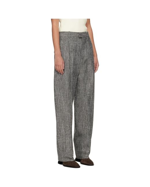 Bottega Veneta Black Melange Viscose & Silk Trousers