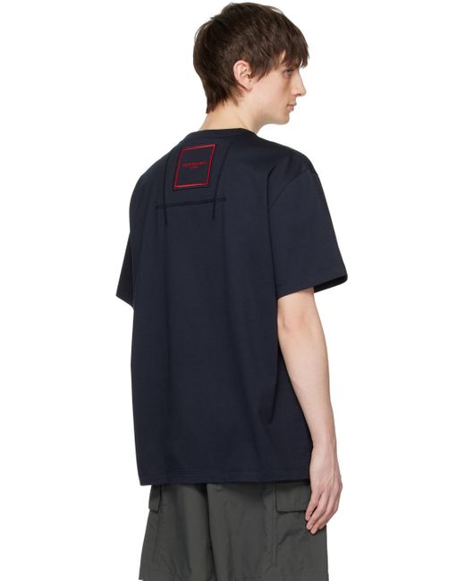 Wooyoungmi Blue Navy Square Label T-shirt for men