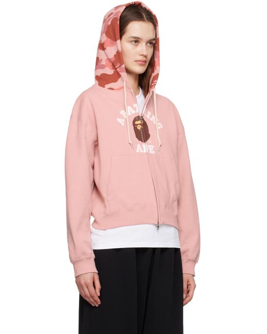 A Bathing Ape Pink 1st Camo College Hoodie
