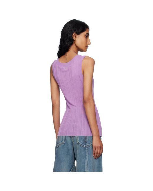 Versace Purple Ribbed Knit Tank Top