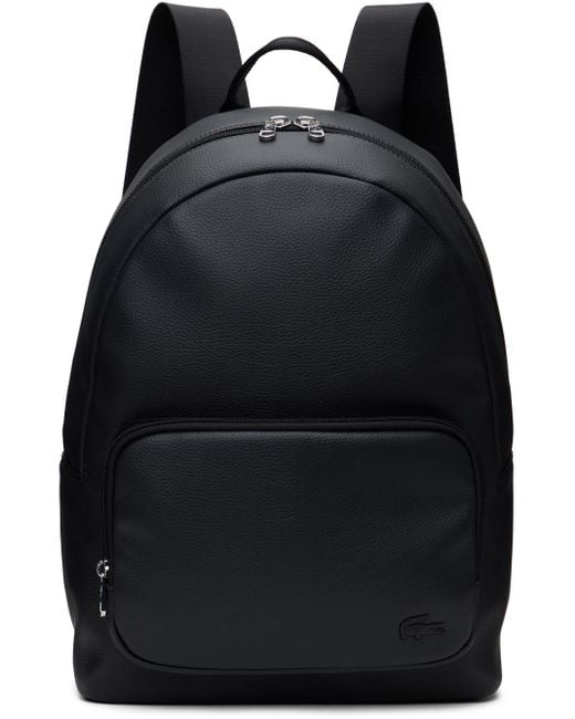 Lacoste Black Faux-Leather Backpack for men