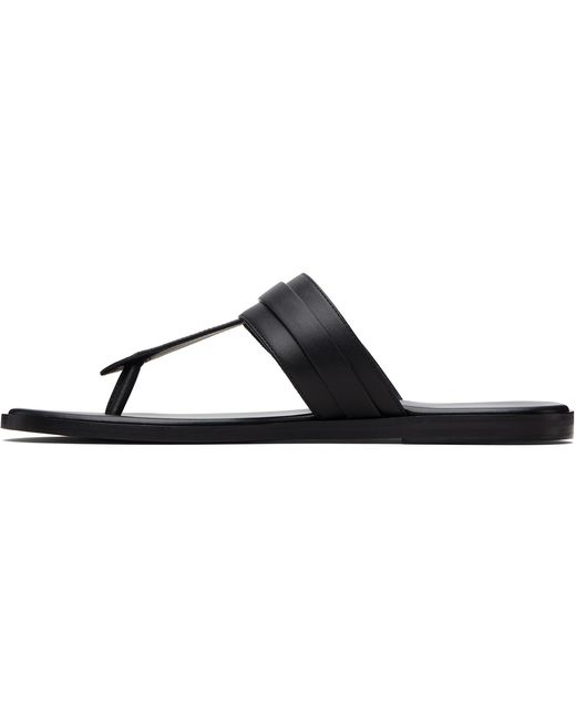 Tom Ford Black Smooth Leather T-Sandals for men