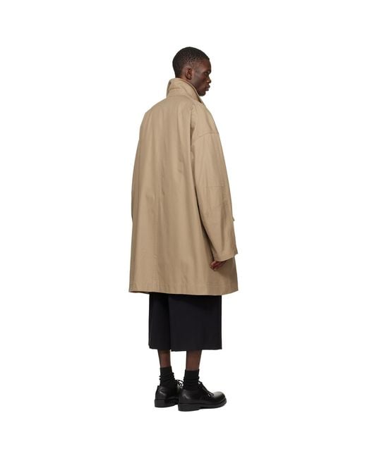 Dries Van Noten Black Loose Cotton Mac Coat for men