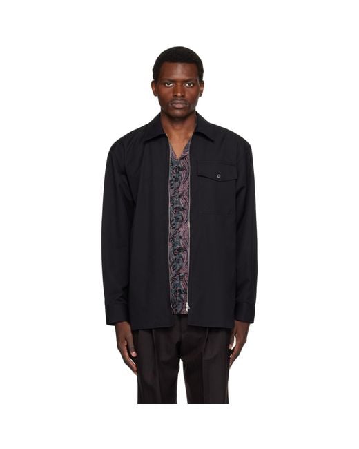 Dries Van Noten Black Zip Shirt for men