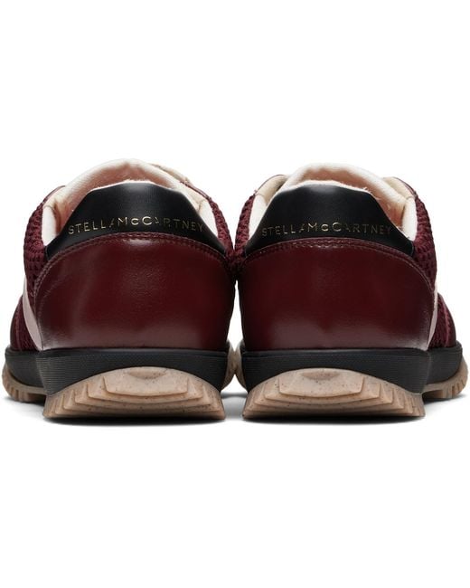 Stella McCartney Black Burgundy S-Wave Sport Mesh Paneled Sneakers