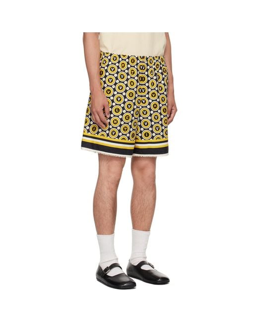 Valentino Yellow Bulles Royales Print Shorts for men