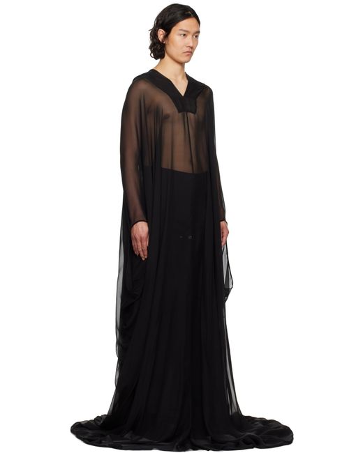 Rick Owens Black Hollywood Hooded Kaftan Pullover Coat for men
