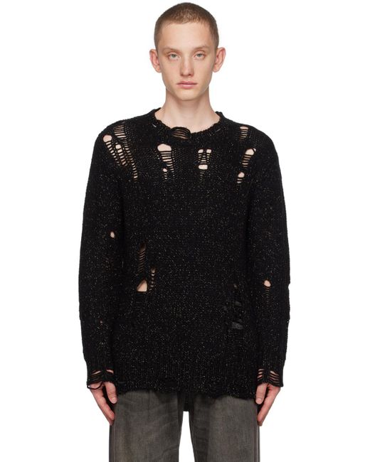 R13 Black Grunge Sweater for men