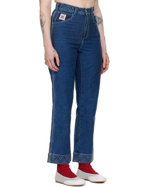 Bode Blue Embroidered 'knolly Brook' Jeans