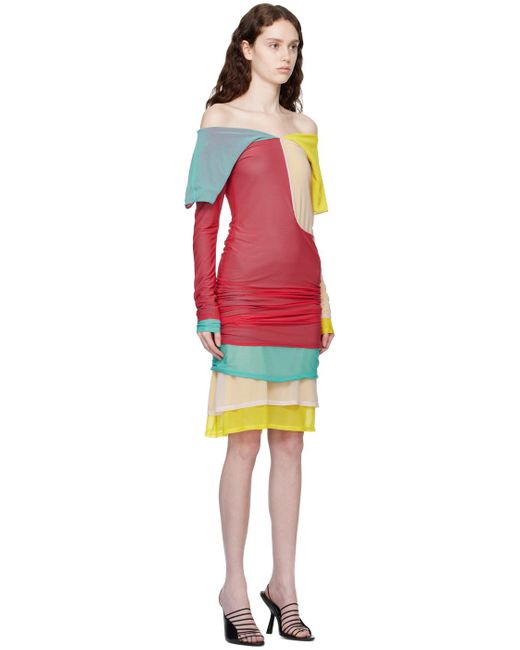Kiko Kostadinov Red Multicolor Mora Midi Dress