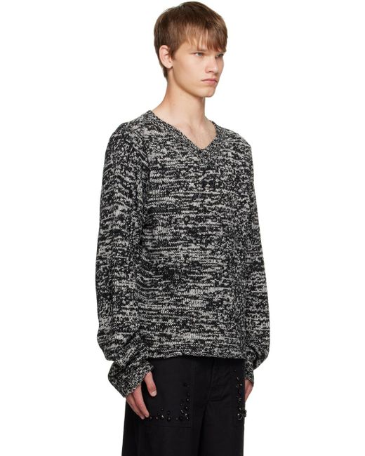 Undercover Black & White V-neck Sweater for men