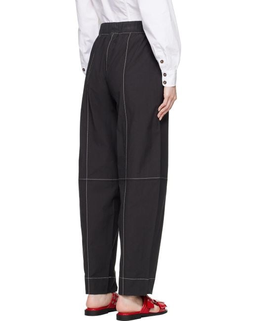 Ganni Black Elasticated Curve Trousers