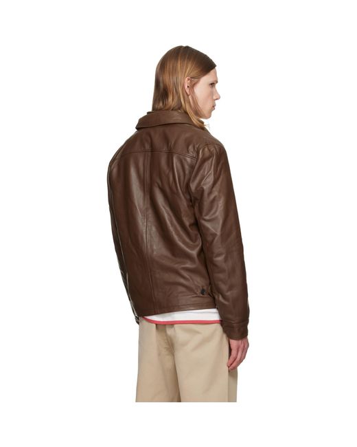 Polo Ralph Lauren Brown 'The Bayville' Leather Jacket for men