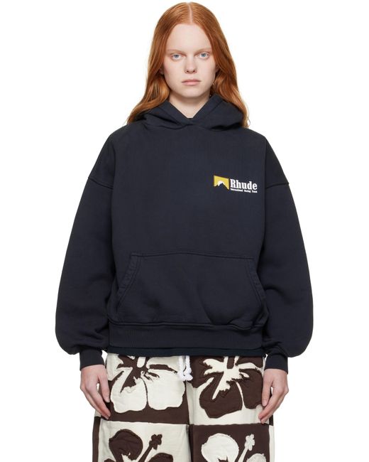 Rhude Blue 'International Racing' Logo Hoodie
