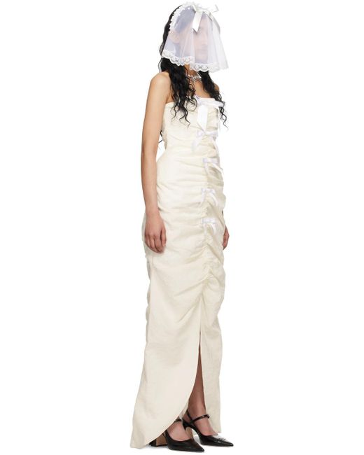 Robe longue ruchée blanc cassé exclusive à ssense - mariage ShuShu/Tong en coloris Black