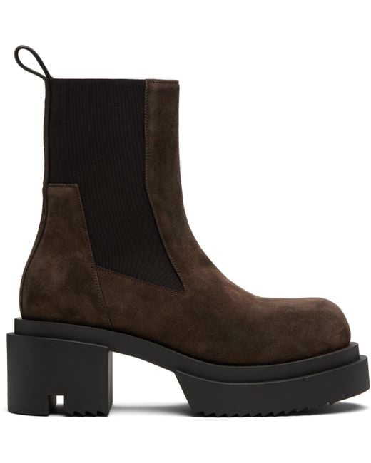 Rick Owens Brown Concordians Beatle Bogun Chelsea Boots for men