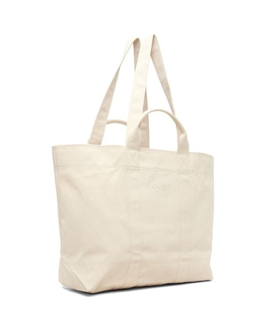 KENZO Natural Off- Paris Cartoon' Large Tote for men