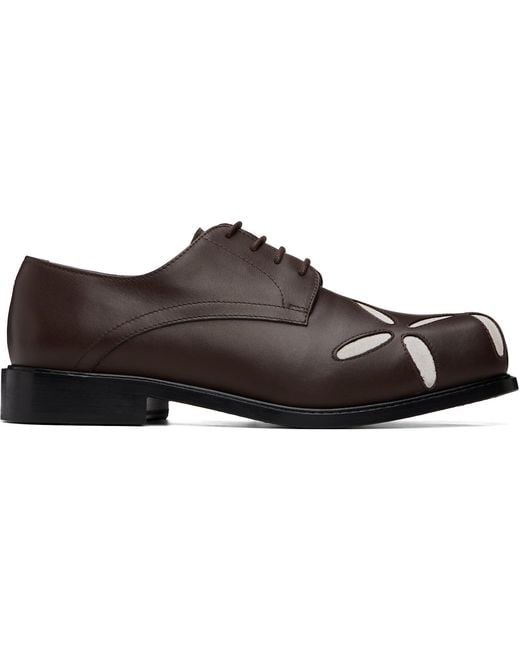 STEFAN COOKE Brown Slashed Square Toe Derbys for men