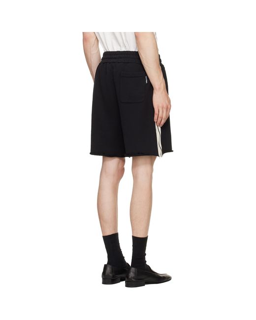 Palm Angels Black Curved Logo Track Sweat Shorts for men