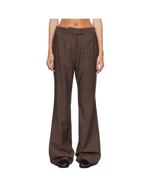 Ganni Brown Pinstripe Wool Trousers