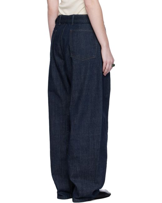 Lemaire Blue Twisted Belted Jeans