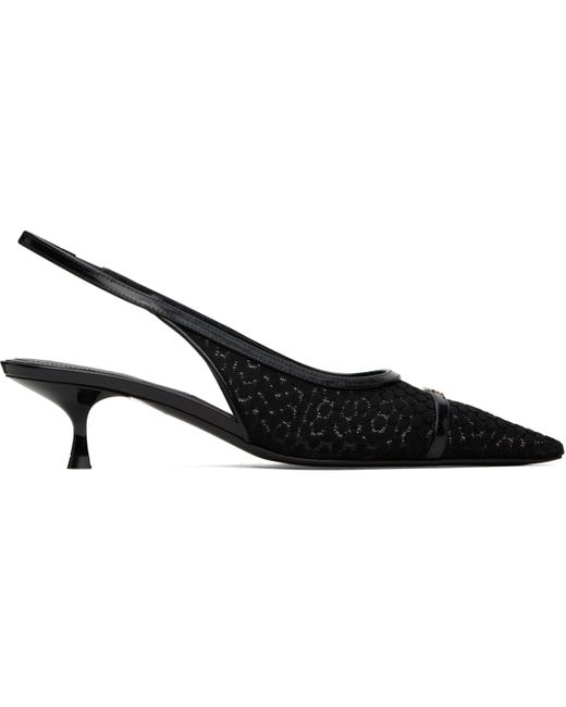 Victoria Beckham Black Mesh Slingback Kitten Heel