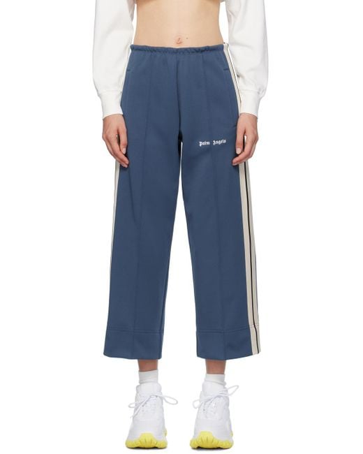 Palm Angels Blue Embroidered Track Pants