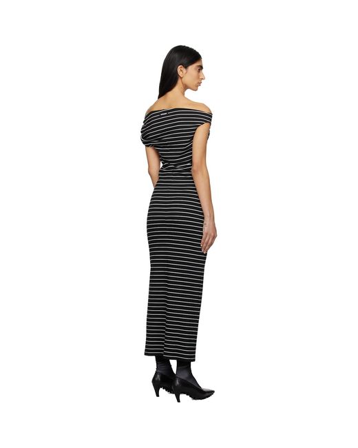 MSGM Black Striped Midi Dress