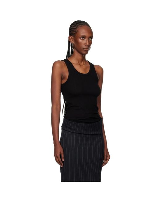 Mugler Black Ribbed Tank Top